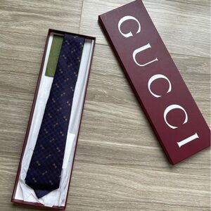 NWT GUCCI Men’s Tie Morset 7.0 GG Silk Jacquard Blue and Red Horsebit